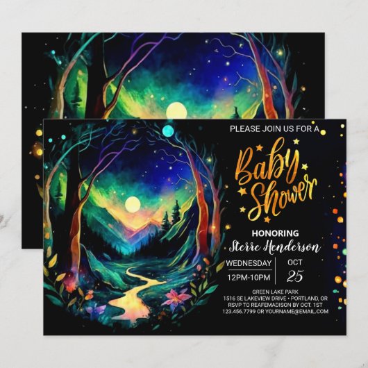 Elegant grillig bos Baby shower Kaart (Voorkant / Achterkant)