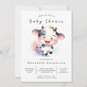 Elegant grillig uniek Koe Baby shower Kaart
