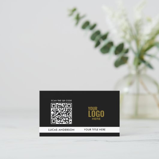 Elegant GRIY logo QR code golden gradiëntverdeler Visitekaartje (Staand voorkant)