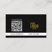 Elegant GRIY logo QR code golden gradiëntverdeler Visitekaartje (Voorkant)