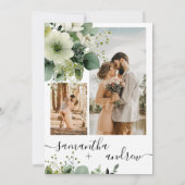 Elegant groen 5 foto collage rustieke bruiloft kaart (Achterkant)