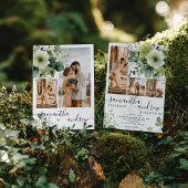 Elegant groen 5 foto collage rustieke bruiloft kaart