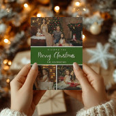 Elegant Groen 5 foto collage Vrolijk Kerstfeest Feestdagenkaart