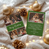 Elegant Groen 5 foto collage Vrolijk Kerstfeest Feestdagenkaart
