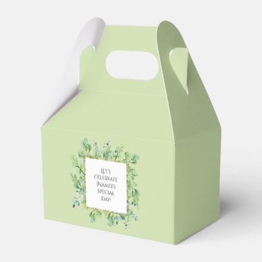 Elegant groen aangepaste verjaardagsfeestje gunstb bedankdoosjes (Voorkant Zijde)