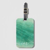 Elegant groen Abstract marmer met Initialen - Bagagelabel (Voorkant (verticaal))