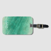 Elegant groen Abstract marmer met Initialen - Bagagelabel (Voorkant (horizontaal))