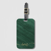 Elegant groen Abstract marmer met Initialen - Bagagelabel (Voorkant (verticaal))