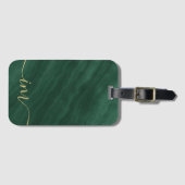 Elegant groen Abstract marmer met Initialen - Bagagelabel (Voorkant (horizontaal))