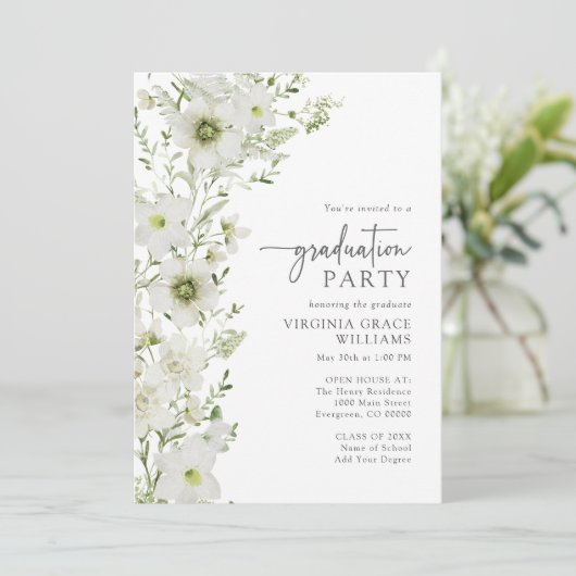 Elegant groen afstudeerfeest kaart (Staand voorkant)