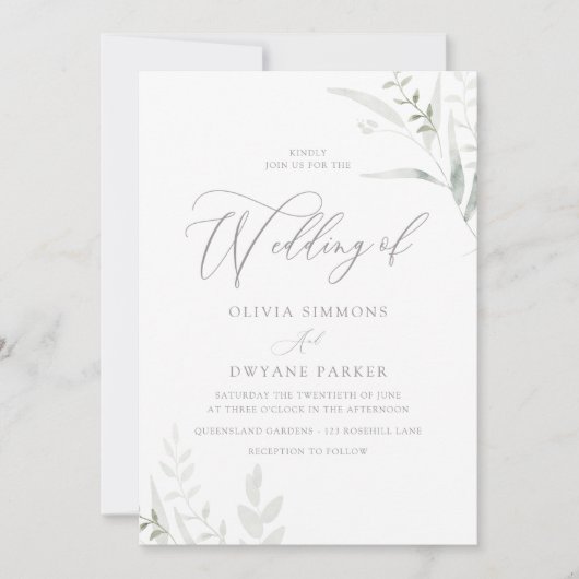 Elegant groen alle seizoenen bruiloft kaart (Voorkant)