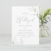 Elegant groen alle seizoenen bruiloft kaart (Staand voorkant)