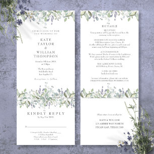 Elegant Groen Alles in Eén Trouwfeest Kaart