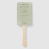 Elegant groen aquarel trouwprogramma handwaaier (Achterkant)