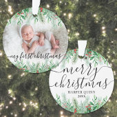 Elegant groen Baby Foto eerste kerst Ornament