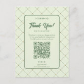 Elegant Groen Bedrijf Dank u Kaart met QR-code (Voorkant)
