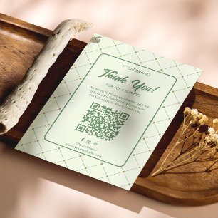 Elegant Groen Bedrijf Dank u Kaart met QR-code