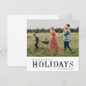 Elegant groen belettering gelukkigste zwart | Foto Feestdagenkaart (Voorkant / Achterkant)