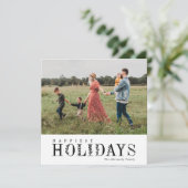 Elegant groen belettering gelukkigste zwart | Foto Feestdagenkaart (Staand voorkant)