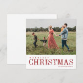 Elegant groen belettering kerst rood | Foto Feestdagenkaart (Voorkant / Achterkant)