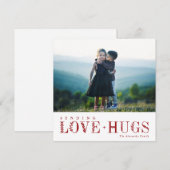 Elegant groen belettering liefde knuffels rood | F Feestdagenkaart (Voorkant / Achterkant)