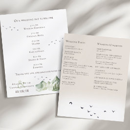 Elegant groen berglandschap huwelijksprogramma