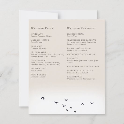 Elegant groen berglandschap huwelijksprogramma (Achterkant)