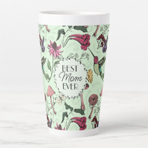 Elegant Groen Beste Moeder Ooit Kolibrie & Bloemen Latte Mok