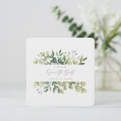 Elegant groen Bewaar de datum bruiloft uitnodiging (Staand voorkant)