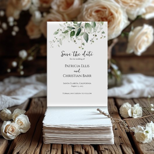 Elegant groen Bewaar de Datumuitnodiging Kaart