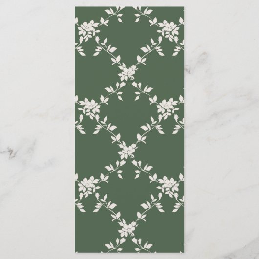 Elegant groen bewerkbaar bruiloft diner menu (Achterkant)