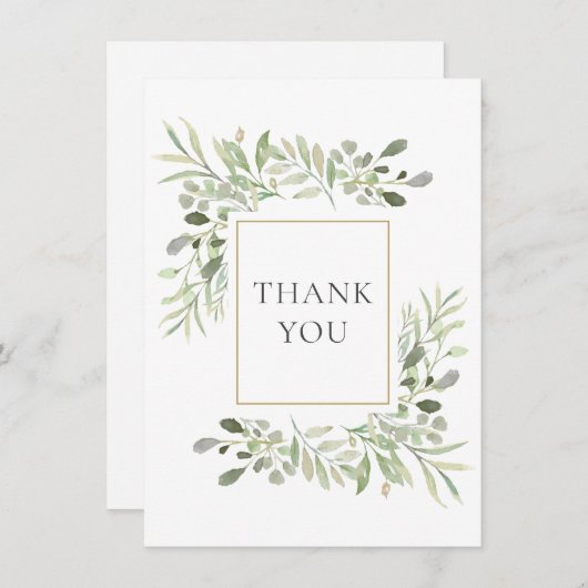 Elegant groen blad bedankkaart (Voorkant / Achterkant)