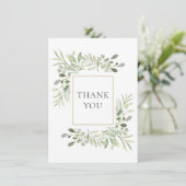 Elegant groen blad bedankkaart (Staand voorkant)