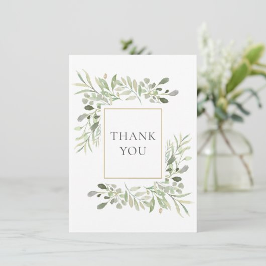 Elegant groen blad bedankkaart (Staand voorkant)