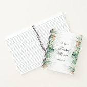 Elegant groen blad bloemenbruiloft Vrijgezellenfee Notitieboek (Binnen)