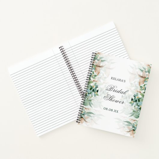 Elegant groen blad bloemenbruiloft Vrijgezellenfee Notitieboek (Binnen)