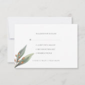 Elegant groen blad botanisch goud bruiloft RSVP Kaart (Achterkant)