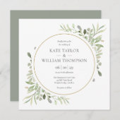 Elegant groen blad bruiloft kaart (Voorkant / Achterkant)