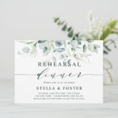 Elegant groen blad bruiloft repetitie diner kaart (Staand voorkant)