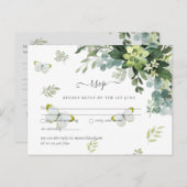 Elegant groen blad bruiloft RSVP Briefkaart (Voorkant / Achterkant)