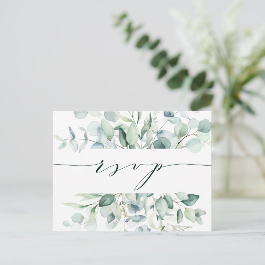 Elegant groen blad bruiloft RSVP Briefkaart (Staand voorkant)