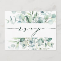 Elegant groen blad bruiloft RSVP