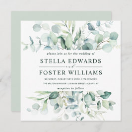 Elegant groen blad bruiloft vierkant kaart