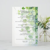 Elegant Groen Blad Bruiloftsmenu (Staand voorkant)