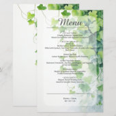 Elegant Groen Blad Bruiloftsmenu (Voorkant / Achterkant)