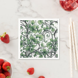 Elegant groen blad en wijnstok patroon servet