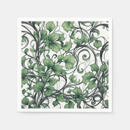 Elegant groen blad en wijnstok patroon servet