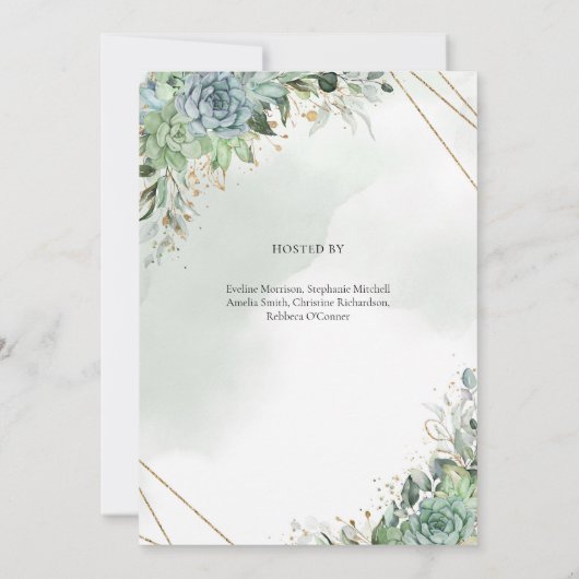 Elegant groen blad faux gouden frame engagement kaart (Achterkant)