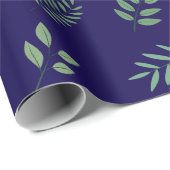Elegant groen blad inpakpapier op donkerblauw (Rol Hoek)