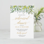 Elegant groen blad laat gouden repetitie achter kaart (Staand voorkant)